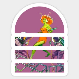 Alien Girl Green Retro Vintage Magic: Transforming Spaces with Fantasy, Sci-Fi, Art, and Comic Book Influences Sticker